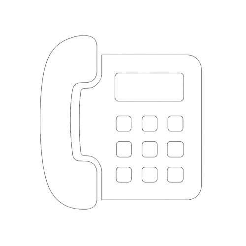 Create a white icon with a transparent background that represents a house phone made simple No text to be included