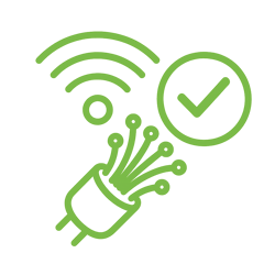 Create an icon with a transparent background in colour 74c826 that represents Ultrafast Full Fibre broadband with service that just works Do not inclu