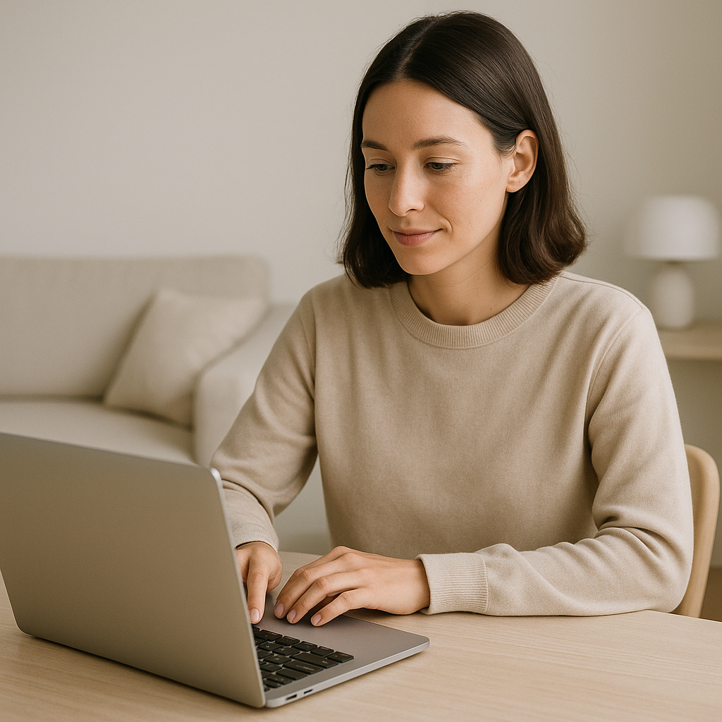 photographic A minimal modern photo showing simplicity and clarity A person using the internet easily at home suggesting smooth straightforward experi