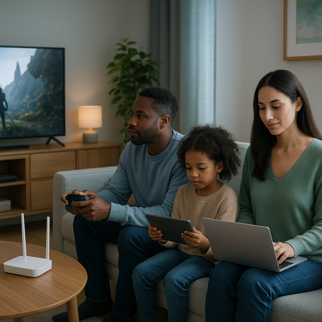 photographic A modern highquality home environment showing advanced internet use such as highresolution streaming gaming or multiple connected devices-3 photographic A modern highquality home environment showing advanced internet use such as highresolution streaming gaming or multiple connected devices-3