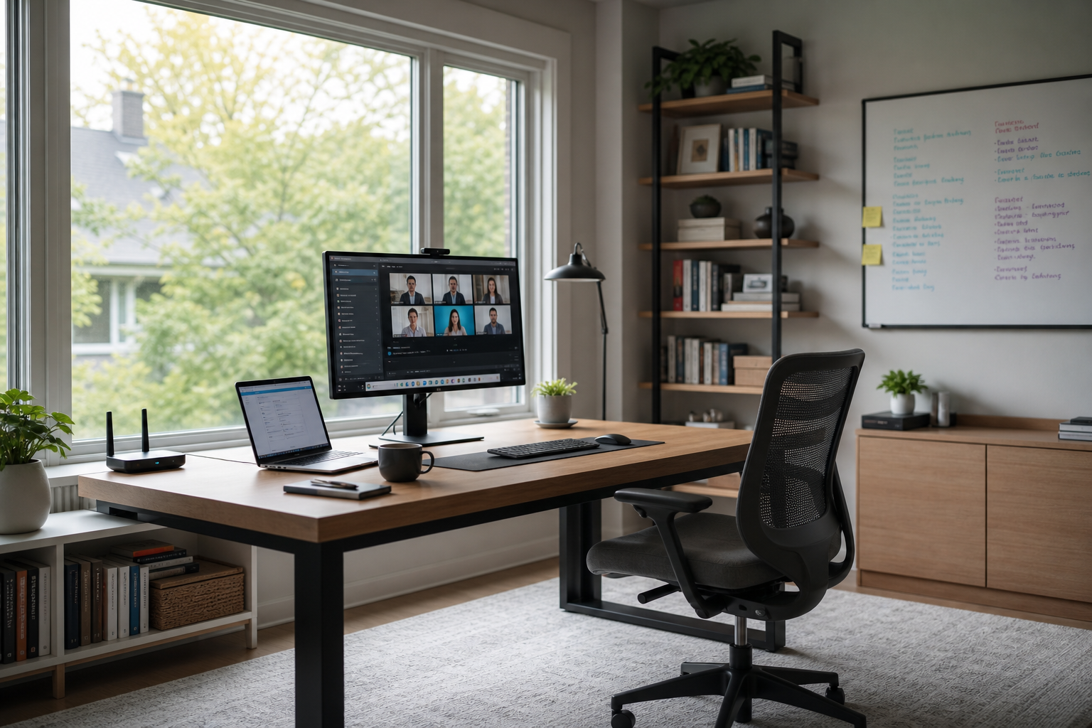 Video calls on a modern desk